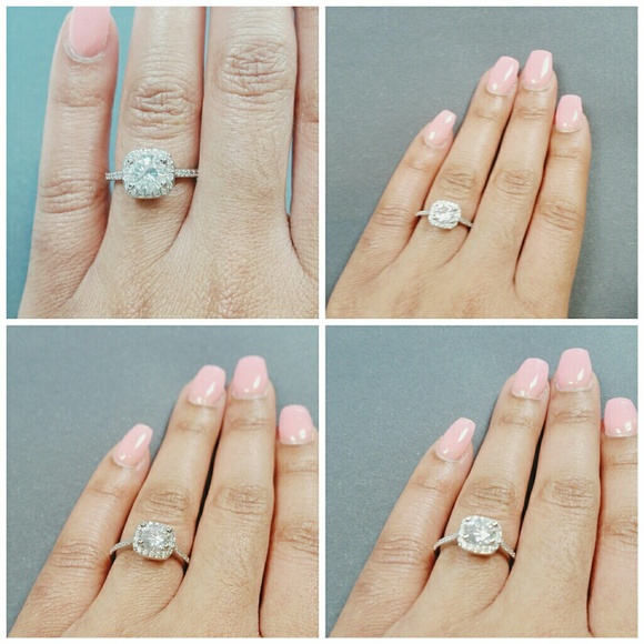 Silver fashion Ring size 7 Engagement Halo Style - Picture 6 of 8